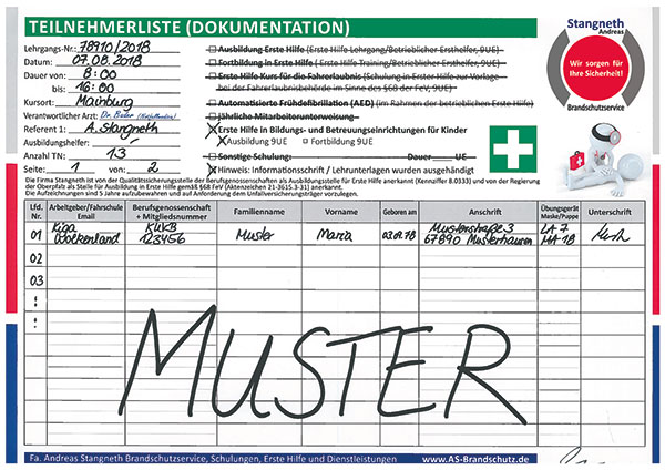 MusterTeilnehmerliste